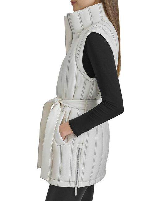 Andrew Marc Gray Belted Tunic Vest