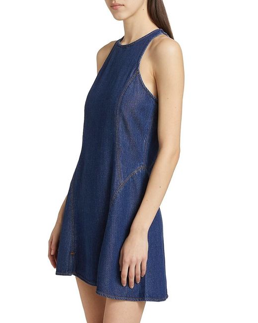 Re/done Blue Denim Split-Front Racerback Minidress