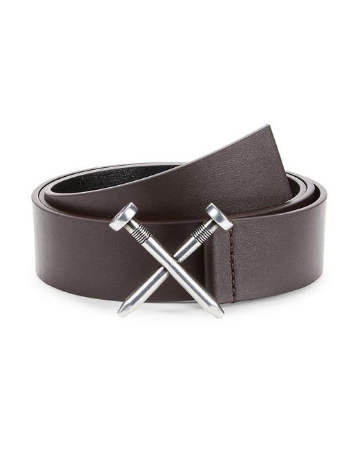 Off-White c/o Virgil Abloh Brown Crossed Nail Buckle Leather Belt for men
