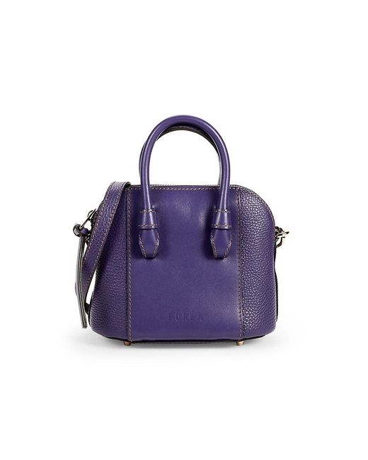 Furla Blue Leather Mini Top Handle Bag