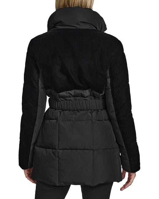 Andrew Marc Black Kempsey Belted Longline Puffer Jacket
