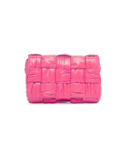 Bottega Veneta Pink Plissé Padded Cassette Leather Crossbody Bag
