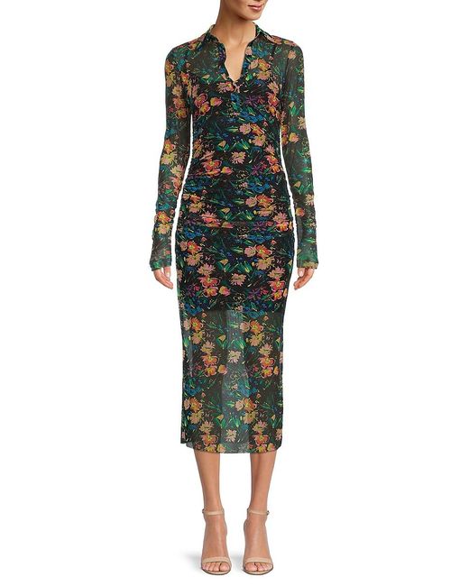 Ted Baker Synthetic Floral Full-sleeve Bodycon Dress in Black (Green) | Lyst