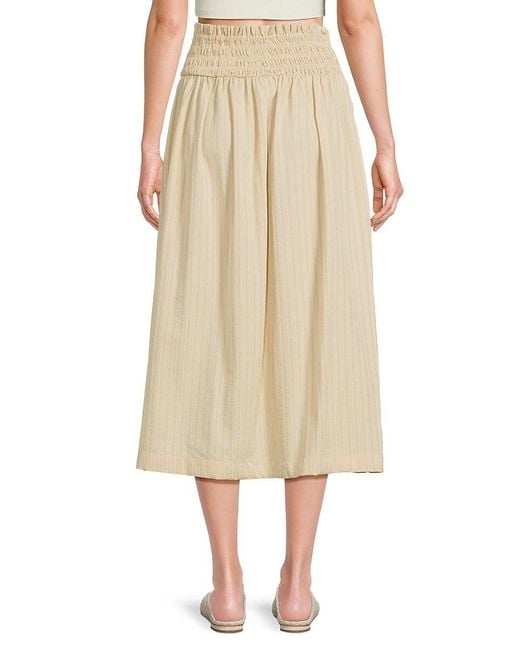 Saks Fifth Avenue Natural Smocked Waist Midi Skirt