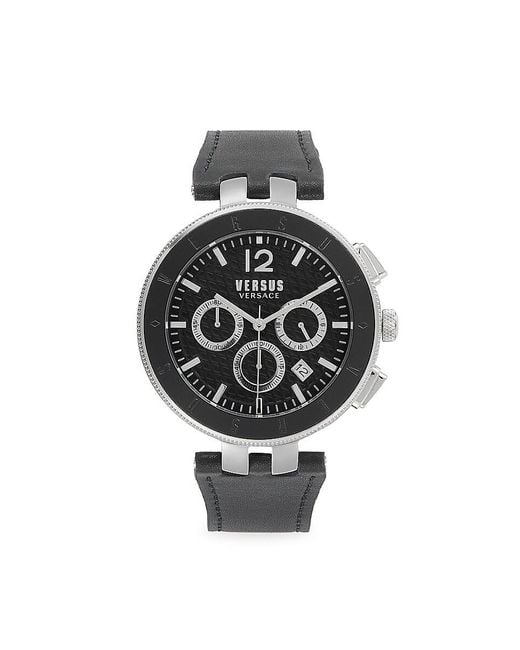 Versus  Black 44mm Stainless Steel & Leather Strap Chronograph Watch for men
