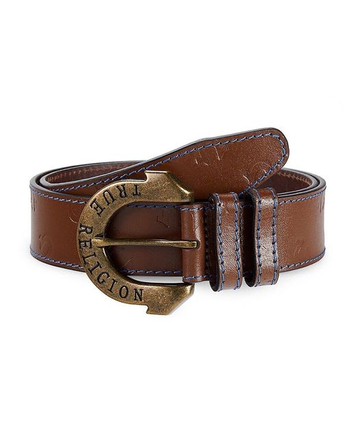 True Religion Natural Horseshoe Logo Leather Belt for men