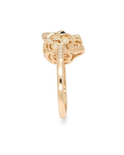 Effy Metallic Diamond Emerald Panther Ring