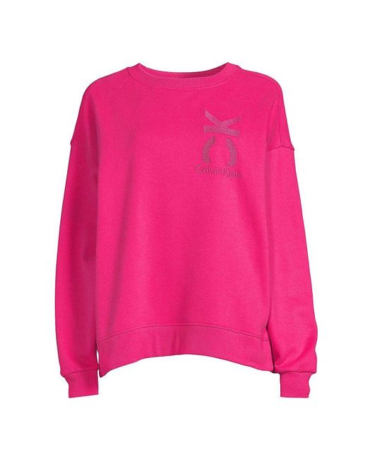 Calvin Klein Embroidered Logo Oversized Sweatshirt in Pink | Lyst