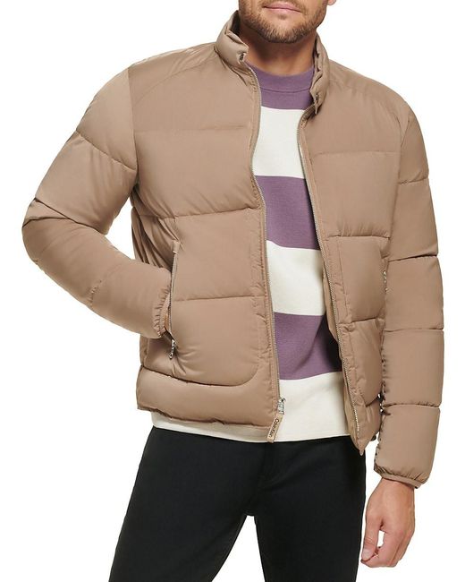 Calvin Klein Water Resistant Moto Puffer Jacket in Natural for Men | Lyst UK