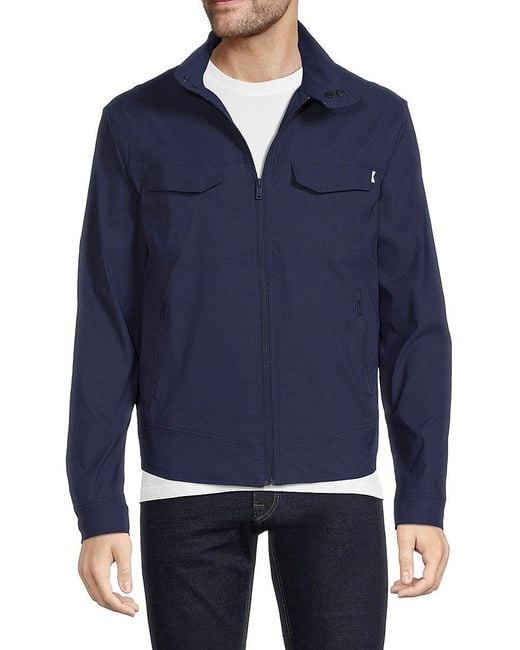 Cole Band Collar Utility Zip Jacket in Blue for Men Lyst