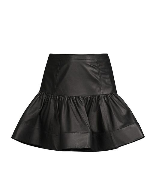 Jason Wu Leather Ruffle Mini Skirt in Black Lyst
