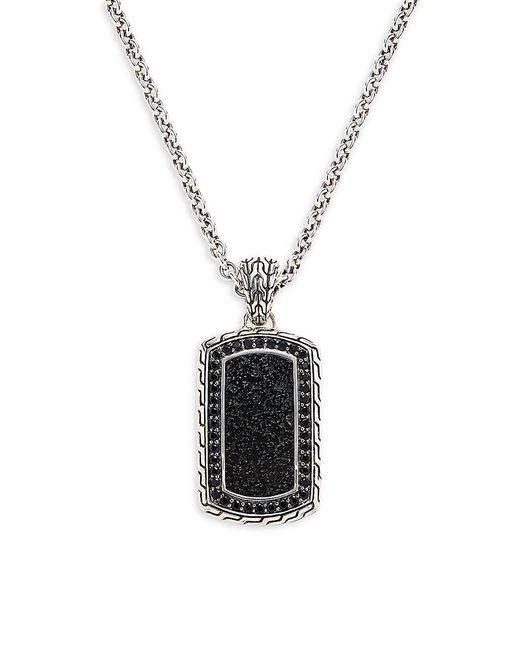John Hardy White Classic Chain Sterling, Treated Sapphire, Obsidian & Volcanic Stone Pendant Necklace