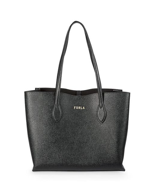 Furla Era Logo Leather Tote in Black Lyst