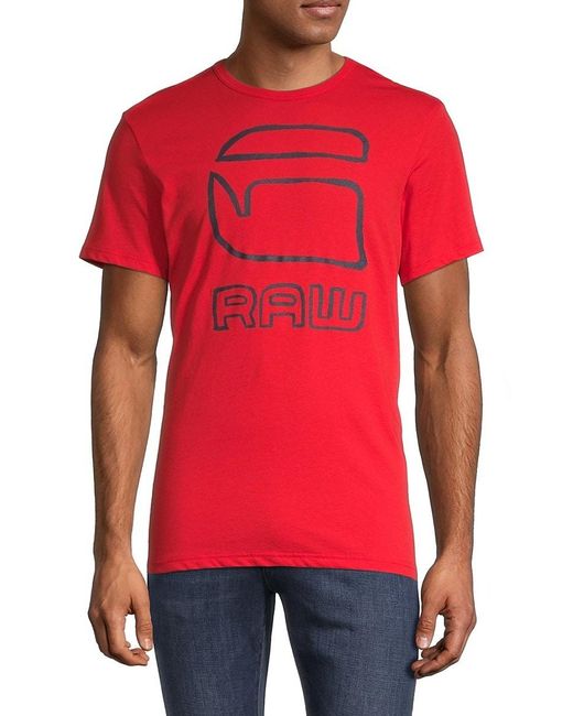 G-Star RAW Red Graphic Graw Straight Logo T-shirt for men