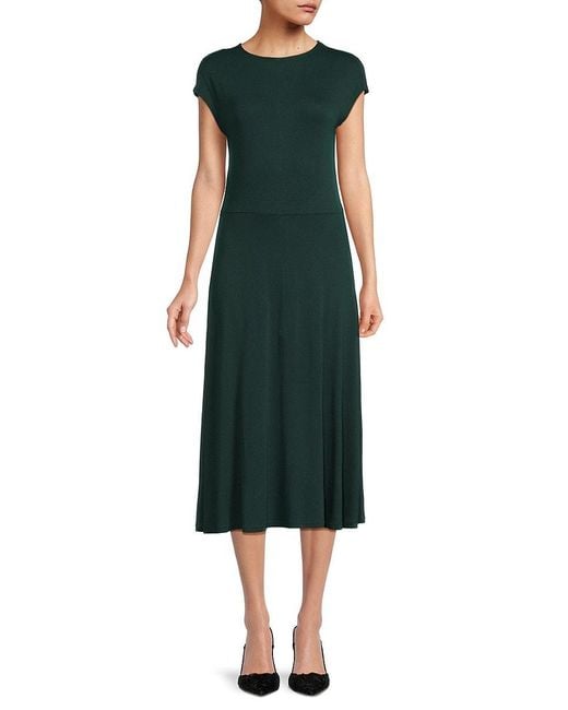 Vince Green Cap Sleeve Solid Midi Dress