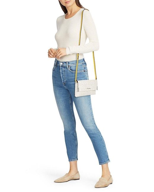 calvin klein key item flap signature crossbody