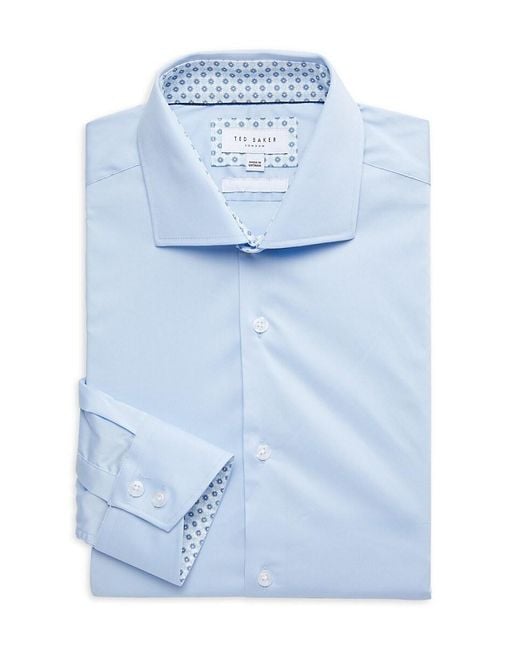 Ted Baker Blue Slim Fit Cotton Blend Dress Shirt for men