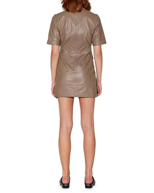 Walter Baker Natural Harlynn Leather Mini Sheath Dress