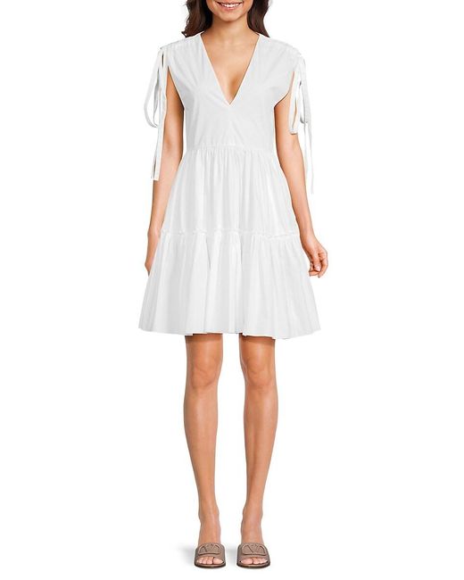 RED Valentino White Cotton Tiered Minidress