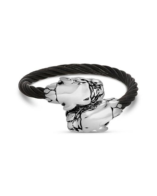Eye Candy LA Black Anthony Silvertone Titanium Panther Head Cuff Bracelet for men