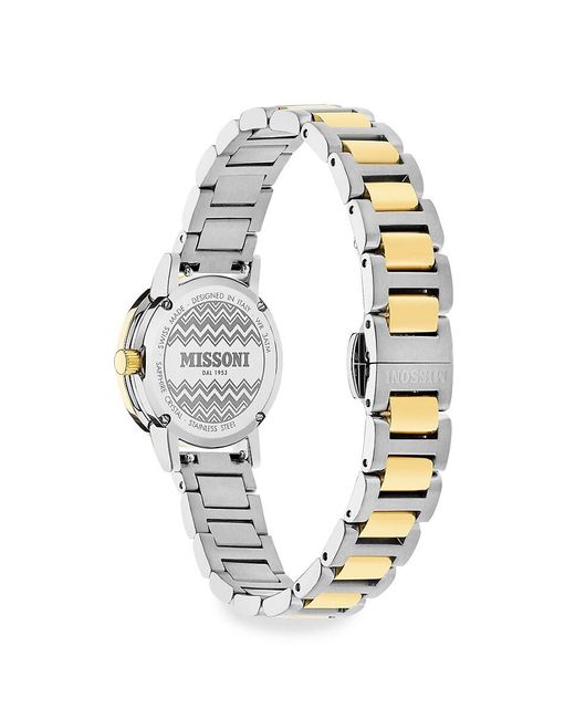 Missoni Metallic Estate 27mm Two Tone Stainless Steel & 0.03 Tcw Diamond Bracelet Watch
