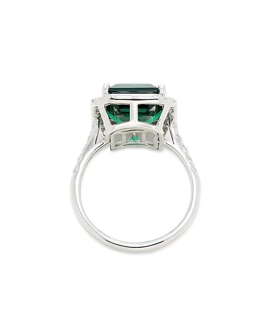 Effy Green Radiant Value 14k White Gold, Lab-grown Emerald & 0.84 Tcw Lab-grown Diamond Ring