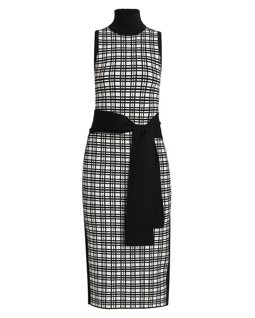 Alice By Temperley Black Peggy Windowpane Knit Sleeveless Midi-Dress