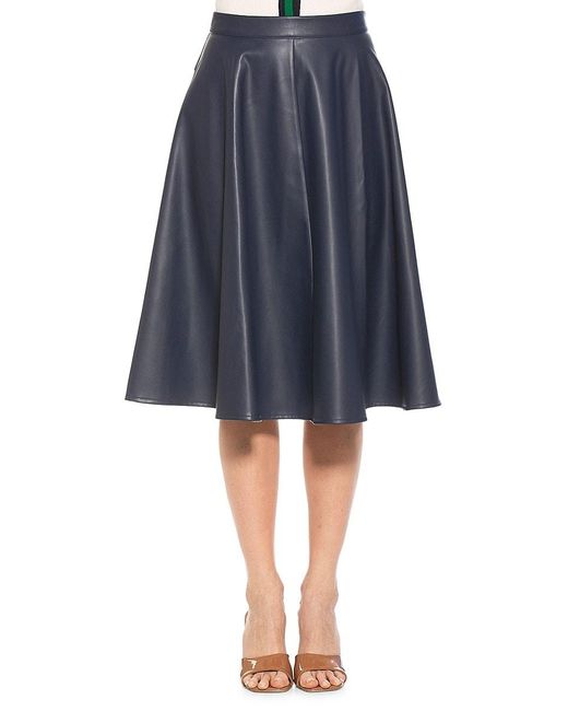 Alexia Admor Faux Leather Midi Skirt in Navy (Blue) | Lyst Canada