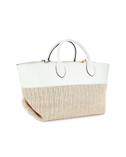 Collection 18 Natural East West Straw Texture Colorblock Tote