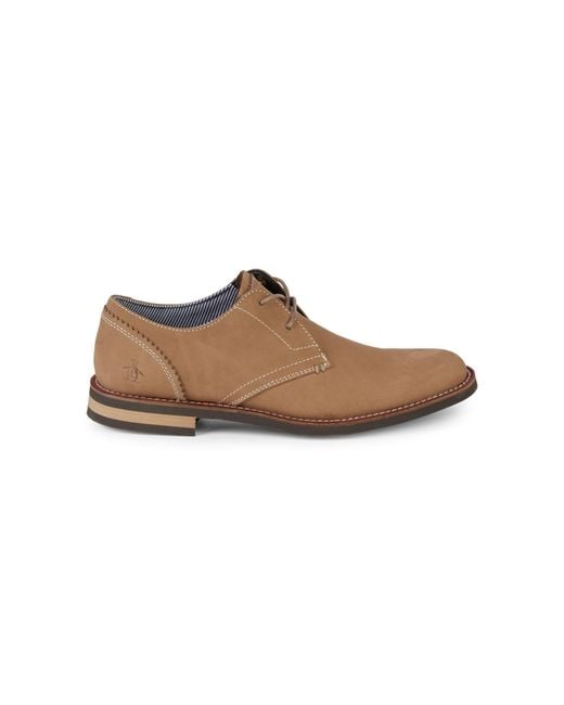 Original Penguin Wade Leather Derby Shoes in Brown for Men - Lyst