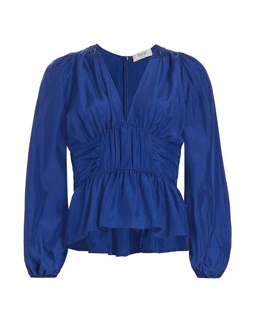 Sea Blue Fabiola Silk Ruched Blouse