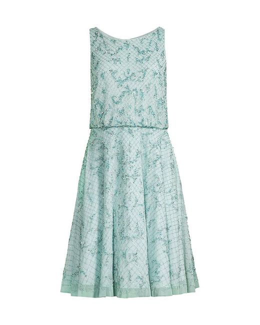 Adrianna Papell Blue Embellished A-line Dress