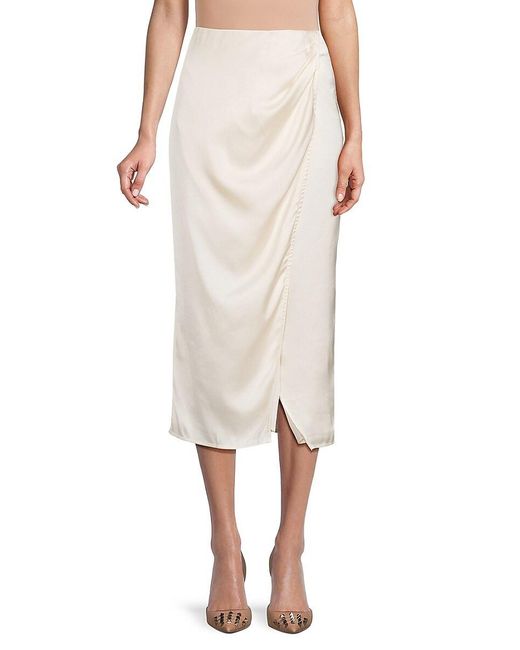 French Connection Natural Inu Satin Midi Skirt