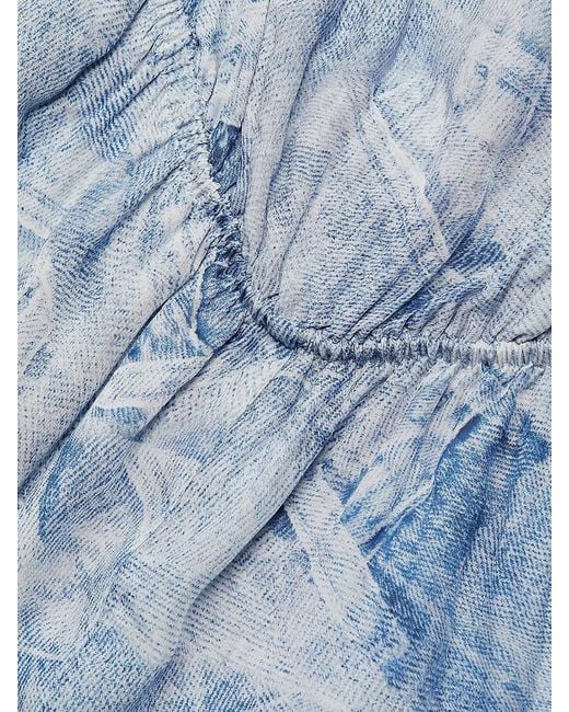 L'Agence Blue 'Agence Leonie Denim-Inspired Silk Minidress
