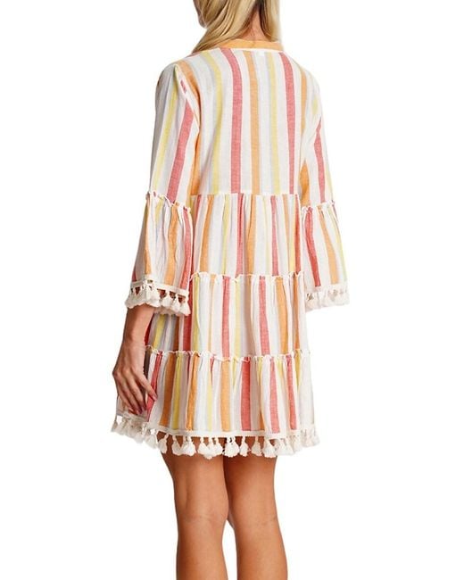 La Moda Clothing Pink Tasseled Babydoll Cover-Up