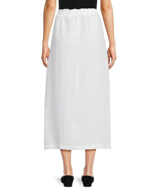 Saks Fifth Avenue Natural 100% Linen Drawstring Maxi Skirt