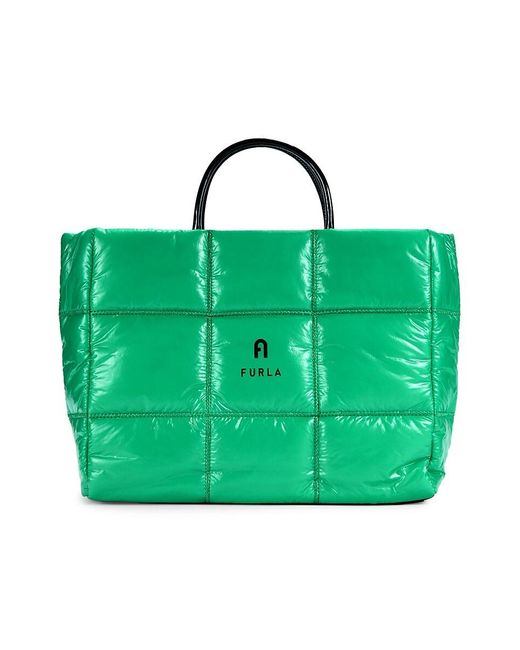 Furla Green Quilted Puff Tote