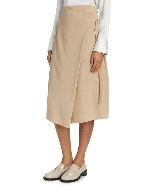 Vince Natural Asymmetric Wrap Midi-Skirt