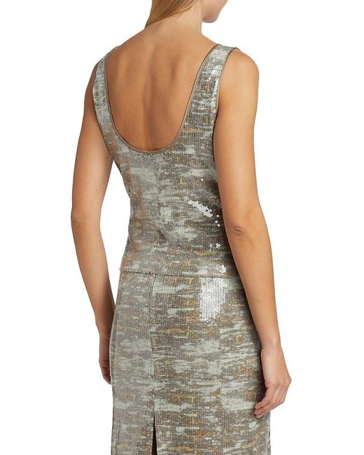 Ramy Brook Gray Dessie Sequin Scoopneck Top