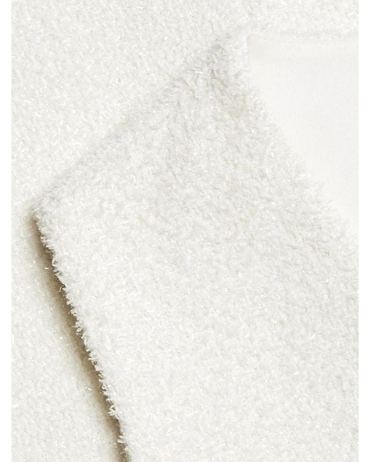Self-Portrait White Bouclé V-Neck Minidress