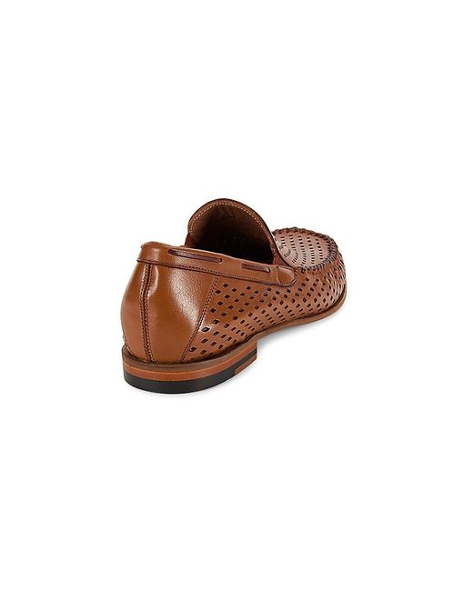 Mezlan Black Perforated Leather Slip-On Shoes for men