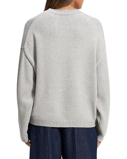Theory Gray Oversized Cotton-Blend Crewneck Sweater