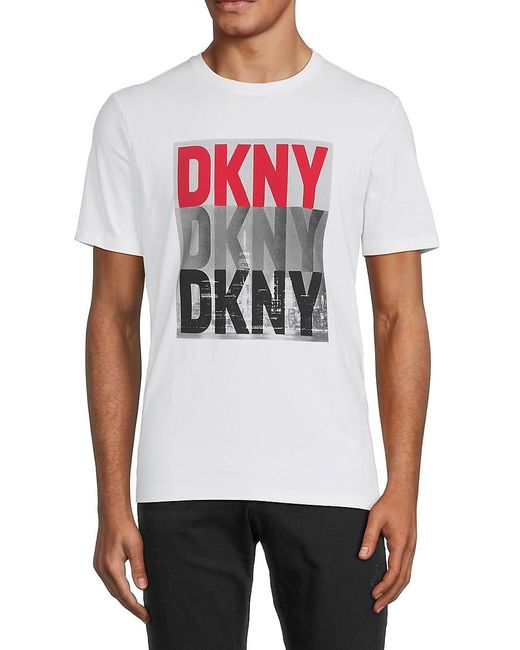 DKNY White Malet Logo Graphic Tee for men
