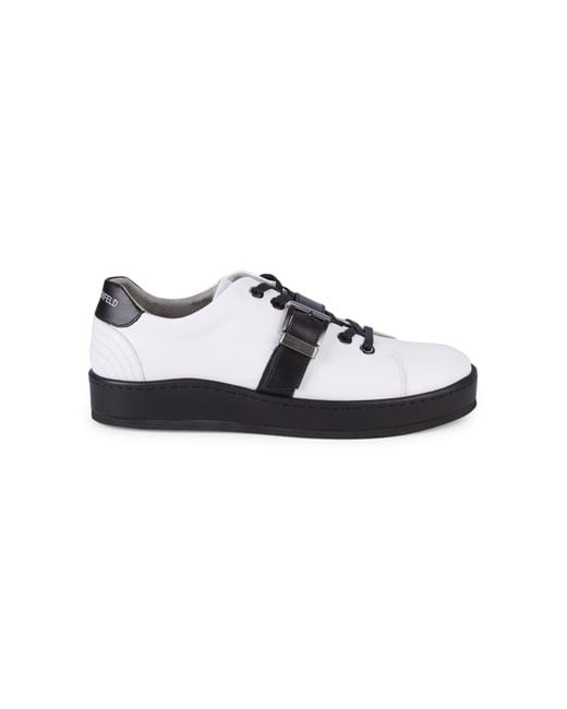 karl lagerfeld exclusive leather flatform trainers in white croc