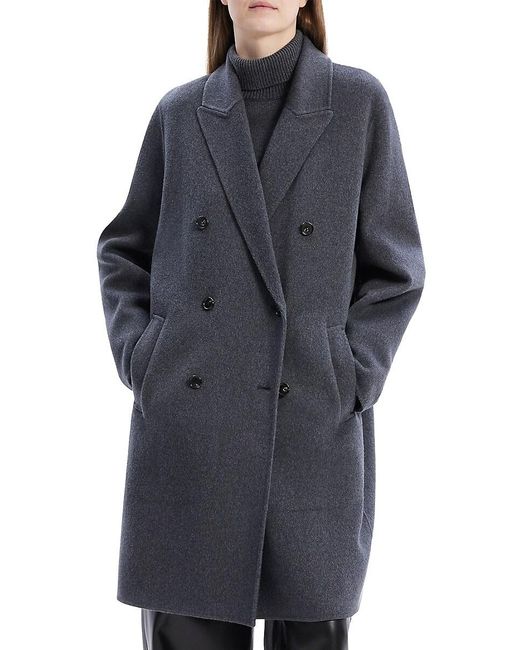 Theory Blue Wool-Blend Double-Breasted Coat