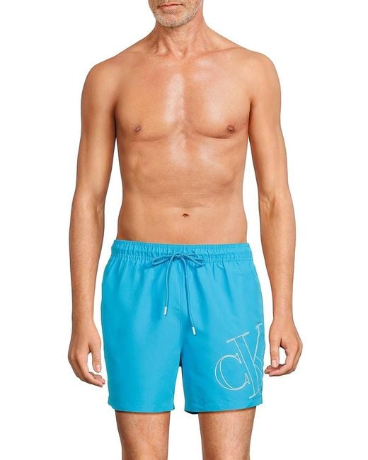 Calvin Klein Blue Logo Drawstring Shorts for men