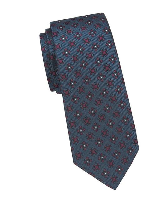 Canali Blue Patterned Silk Tie for men
