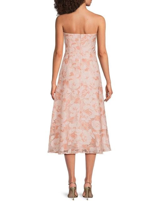 Kay Unger Pink Emmeline Floral A-Line Midi-Dress