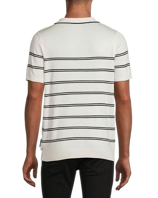 French Connection White Lux Trophy Striped Polo for men