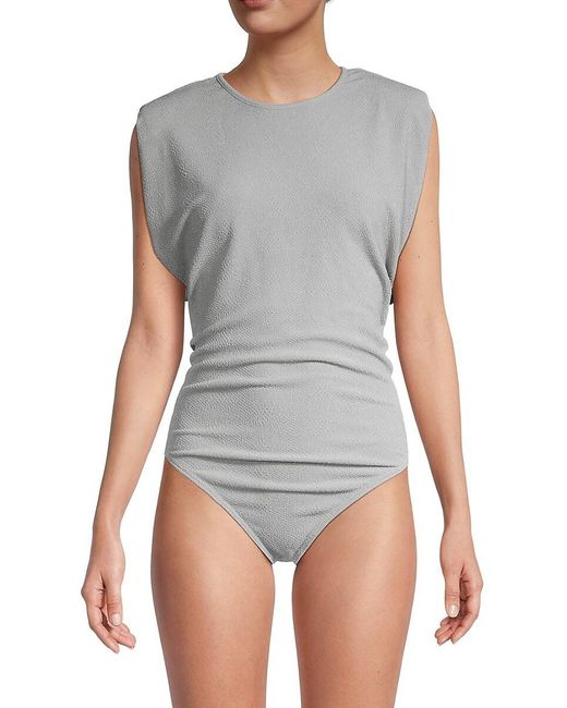 Danielle Bernstein Synthetic Padded shoulder Sleeveless Bodysuit In 